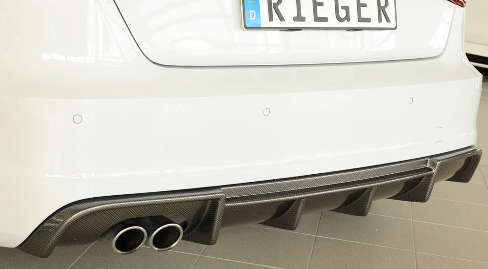 Rieger 00099355 Audi 8V A3 Rear Diffuser for Twin Tailpipe Left - Carbon-Look
