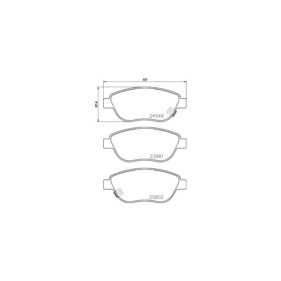 Hella 8DB 355 020 881 Brake Pad Set For Fiat 500L 351 352 With Acoustic Wear Warning