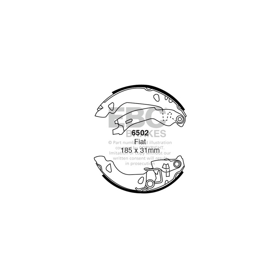 EBC 6502 Fiat Rear Brake Shoes (Inc.Panda & Uno) 1 | Duco Car Parts UK Car Parts