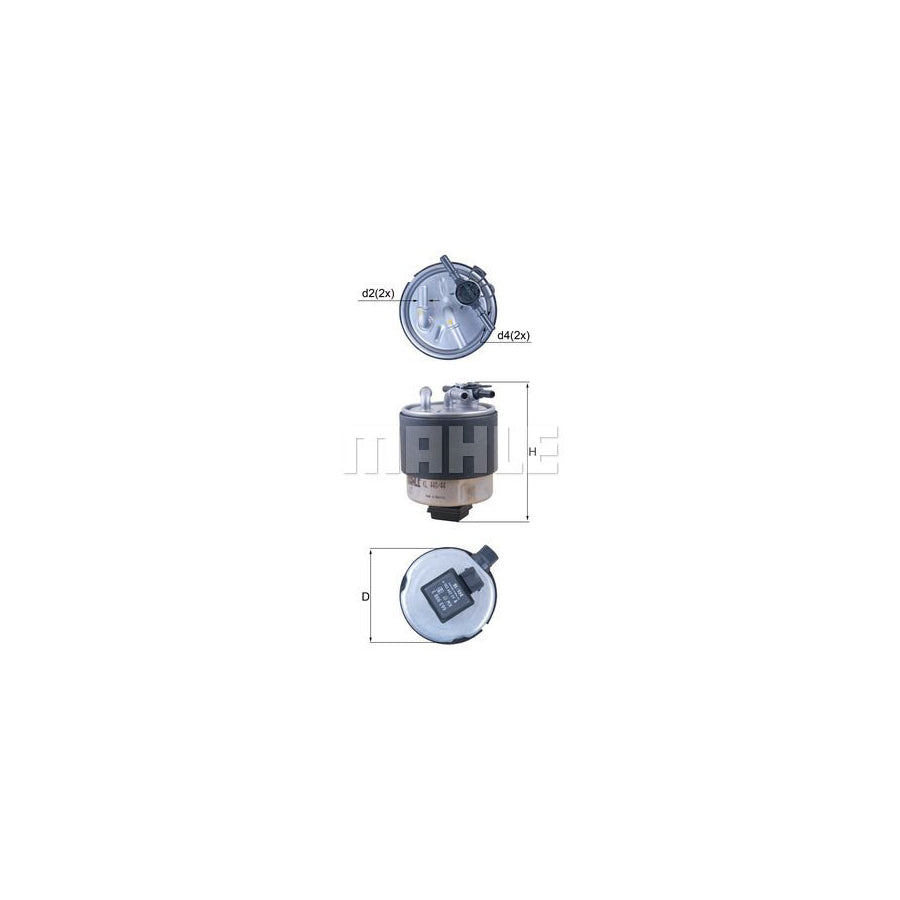 MAHLE ORIGINAL KL 440/44 Fuel filter for NISSAN Qashqai / Qashqai+2 I (J10, NJ10) In-Line Filter, with water drain screw