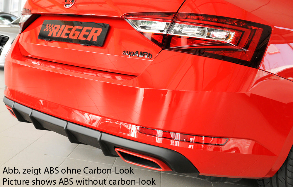 Rieger 00099362 Skoda 3T 3V Superb III Rear Diffuser - RS4-Look - Carbon-Look