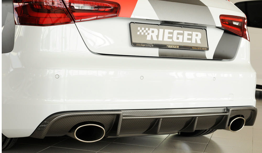 Rieger 00099357 Audi 8V Rear Diffuser for Sport Tailpipe Left & Right (A3 & S3) - Carbon-Look