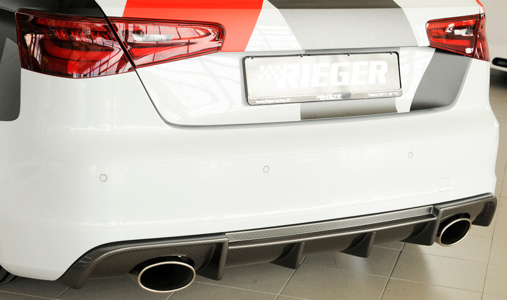 Rieger 00099357 Audi 8V Rear Diffuser for Sport Tailpipe Left & Right (A3 & S3) - Carbon-Look