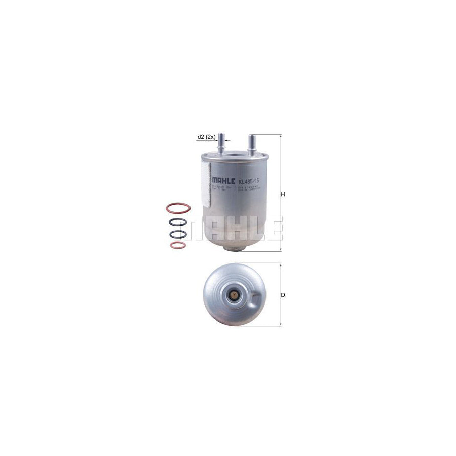 MAHLE ORIGINAL KL 485/15D Fuel filter for RENAULT MEGANE In-Line Filter