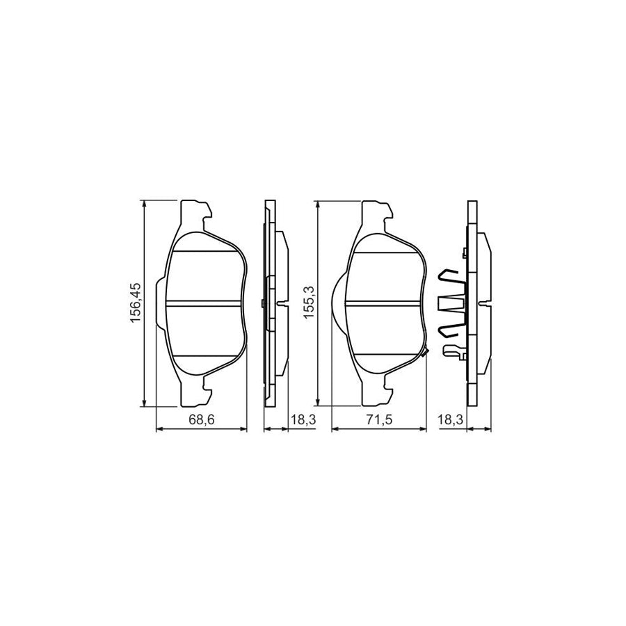 Bosch 0986494485 Brake Pad Set For Toyota Avensis With Acoustic Wear Warning With Anti Squeak Plate With Piston Clip BP1406
