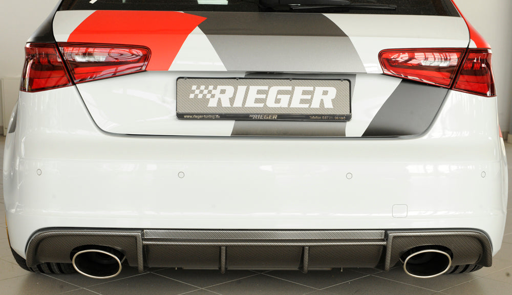 Rieger 00099357 Audi 8V Rear Diffuser for Sport Tailpipe Left & Right (A3 & S3) - Carbon-Look