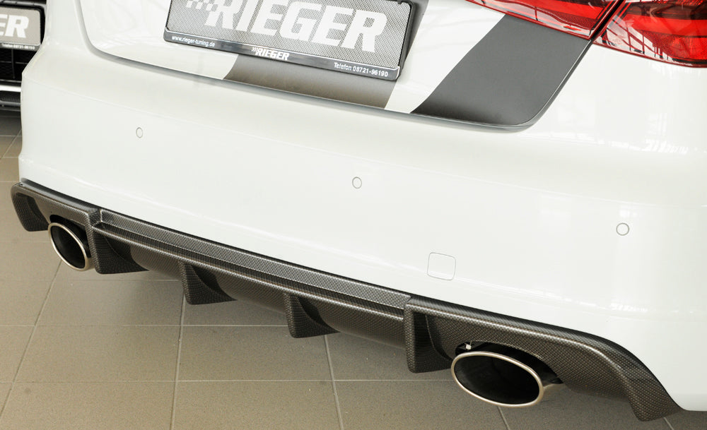 Rieger 00099357 Audi 8V Rear Diffuser for Sport Tailpipe Left & Right (A3 & S3) - Carbon-Look