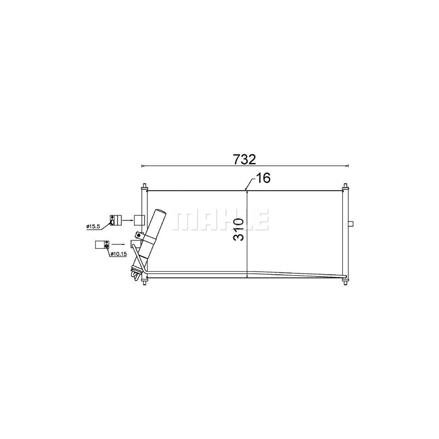 MAHLE ORIGINAL AC 406 000S Air conditioning condenser with dryer