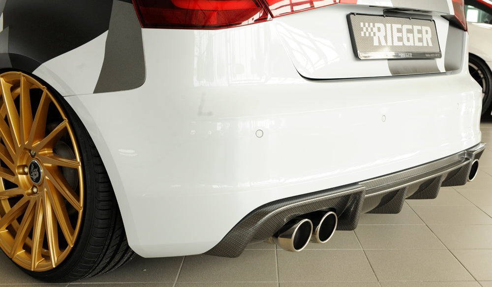 Rieger 00099356 Audi 8V A3 Rear Diffuser for Twin Tailpipe Left & Right - Carbon-Look