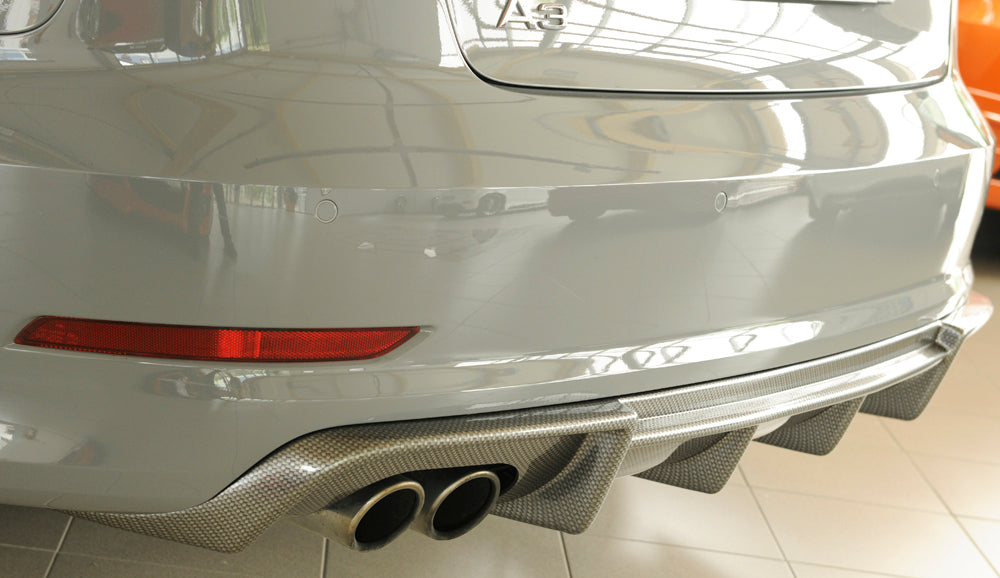Rieger 00099367 Audi 8V A3 Rear Diffuser for Twin Tailpipe Left - Carbon-Look