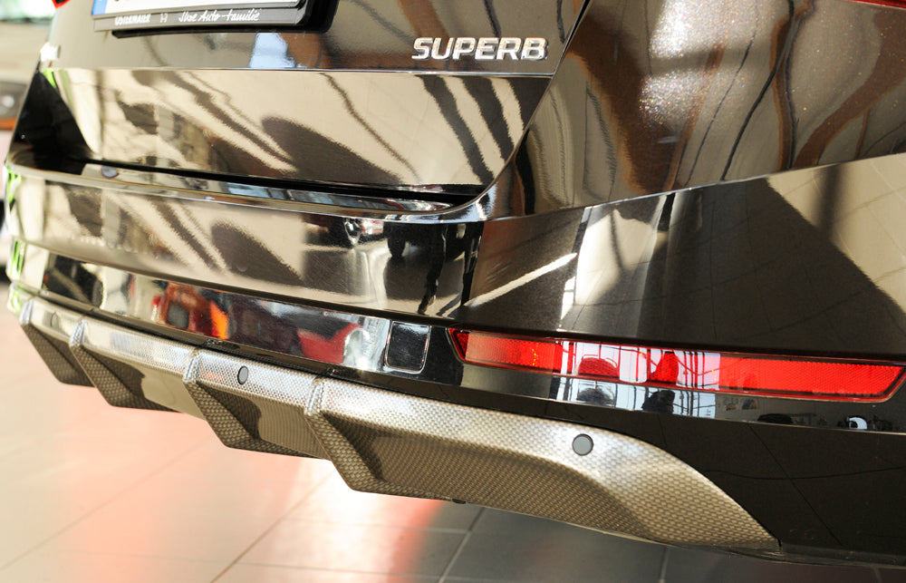 Rieger 00099364 Skoda 3T 3V Superb III Rear Diffuser - Carbon-Look