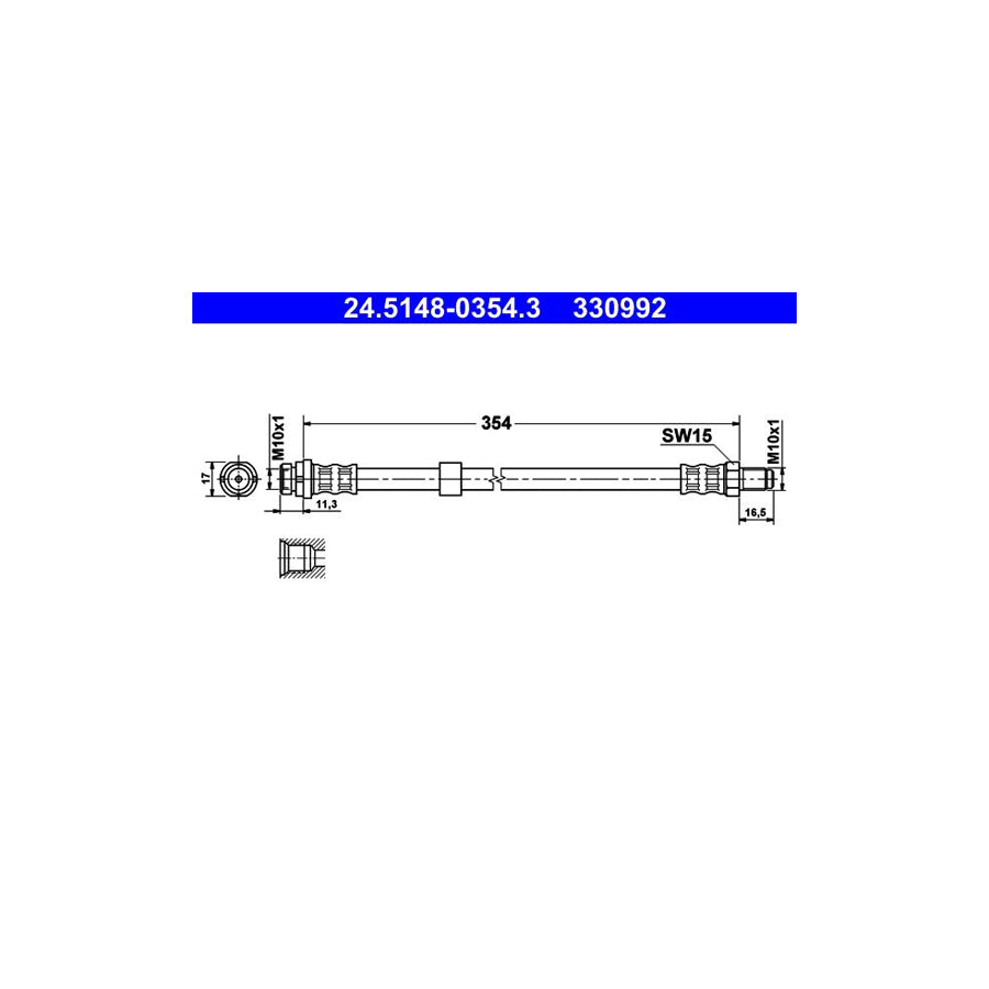 ATE 24 5148 0354 3 Brake Hose 354Mm M10X1