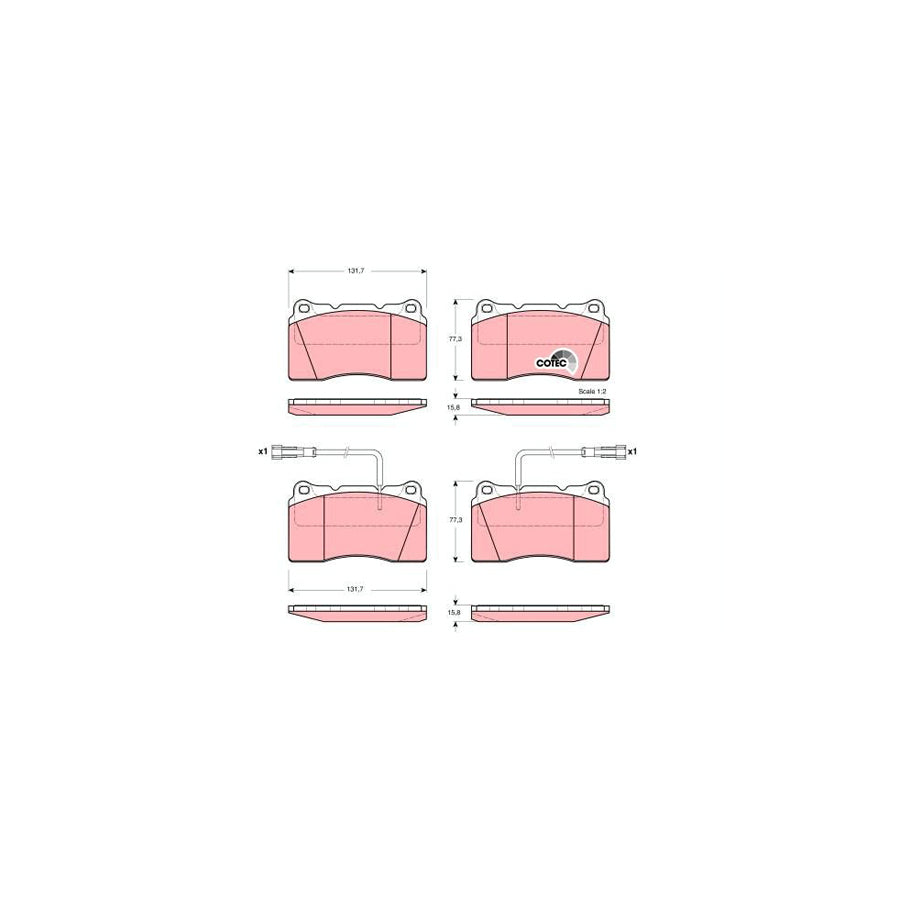 TRW Cotec Gdb1363 Brake Pad Set Incl Wear Warning Contact