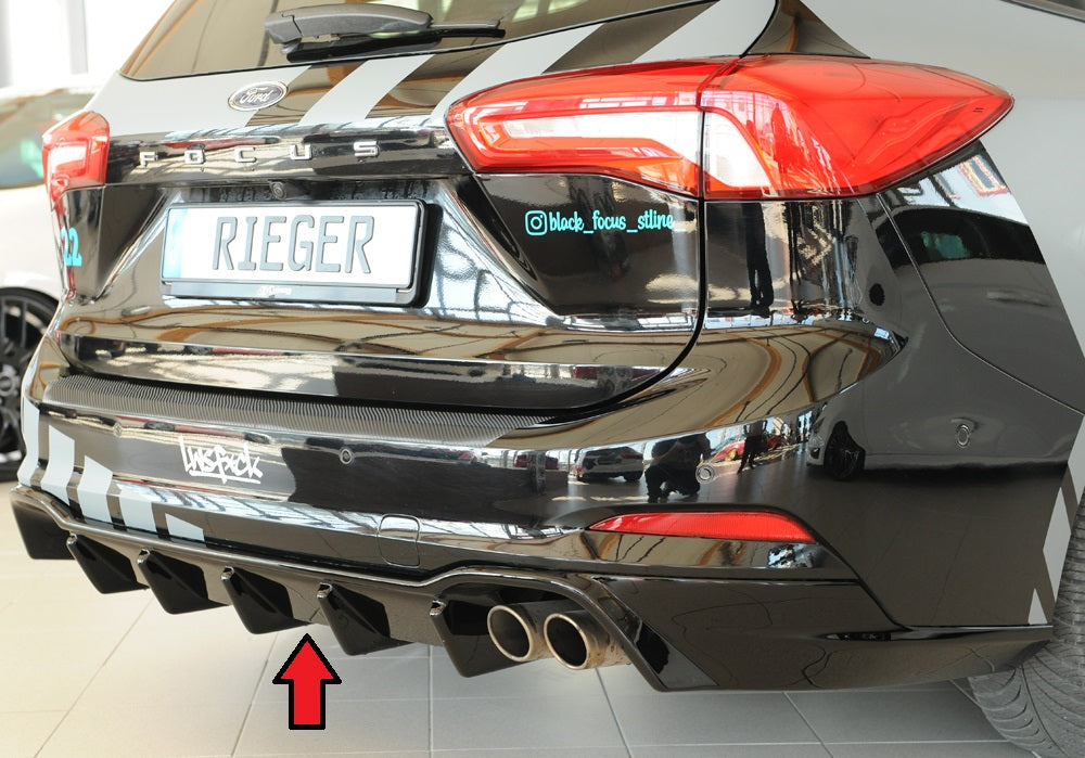 Rieger 00088236 Ford DEH Focus 4 Rear Diffuser for Original Twin Tailpipe RIght (Inc. Focus 4 ST) - Glossy Black
