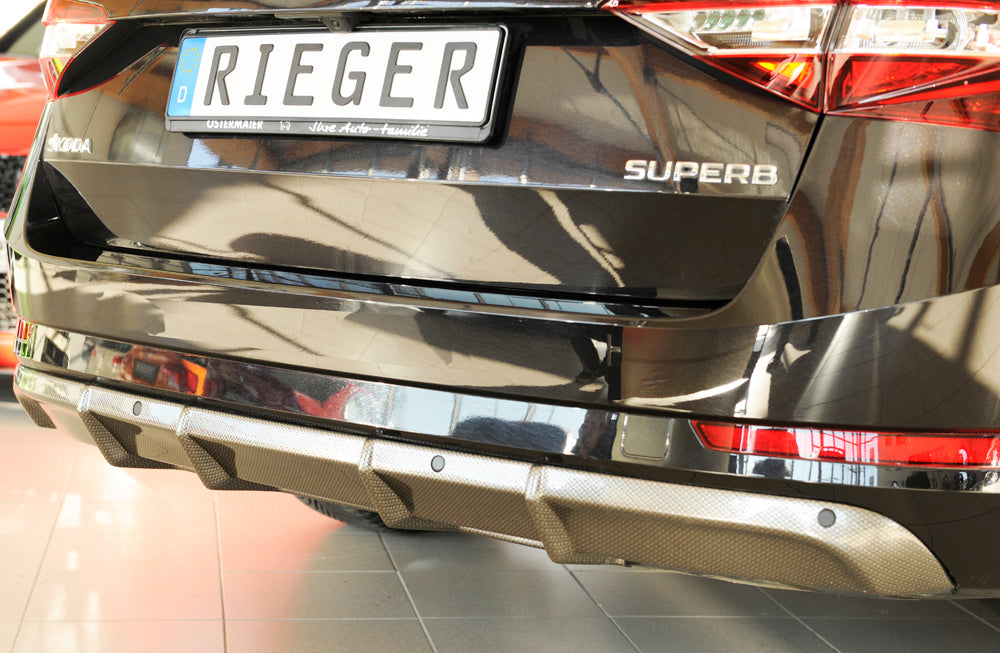 Rieger 00099364 Skoda 3T 3V Superb III Rear Diffuser - Carbon-Look