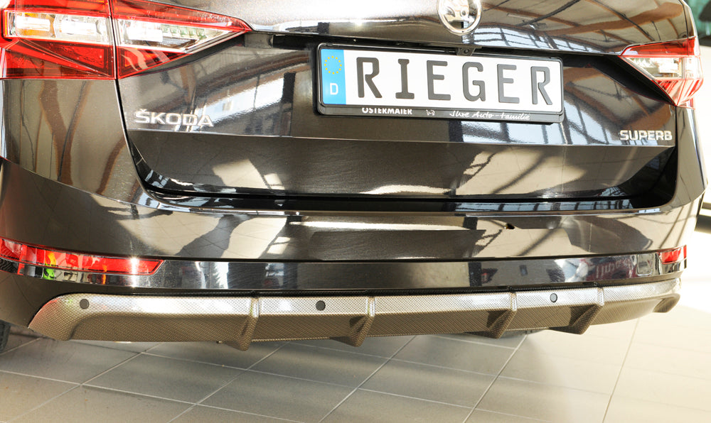 Rieger 00099364 Skoda 3T 3V Superb III Rear Diffuser - Carbon-Look