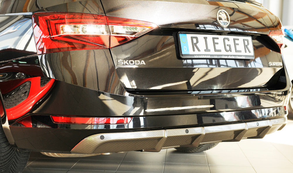 Rieger 00099364 Skoda 3T 3V Superb III Rear Diffuser - Carbon-Look
