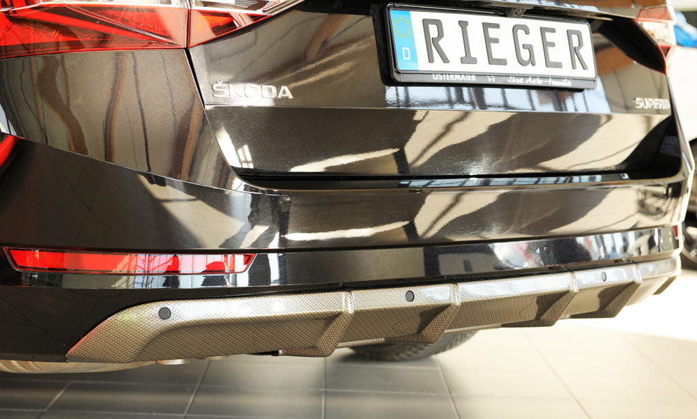 Rieger 00099364 Skoda 3T 3V Superb III Rear Diffuser - Carbon-Look