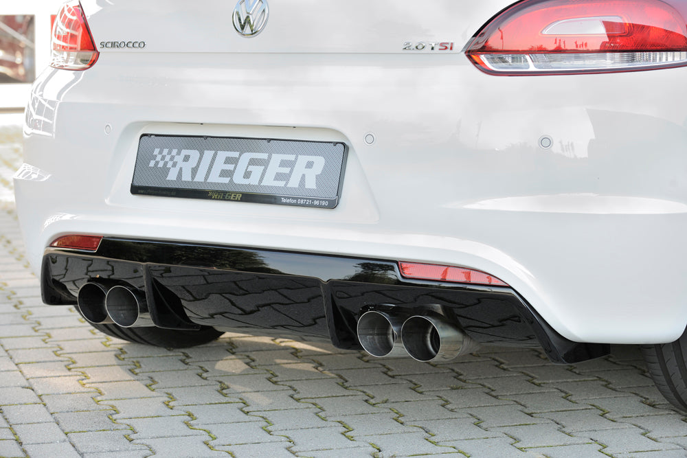 Rieger 00088085 VW 13 Mk3 Scirocco Rear Diffuser for Twin Tailpipe Left & Right - Glossy Black