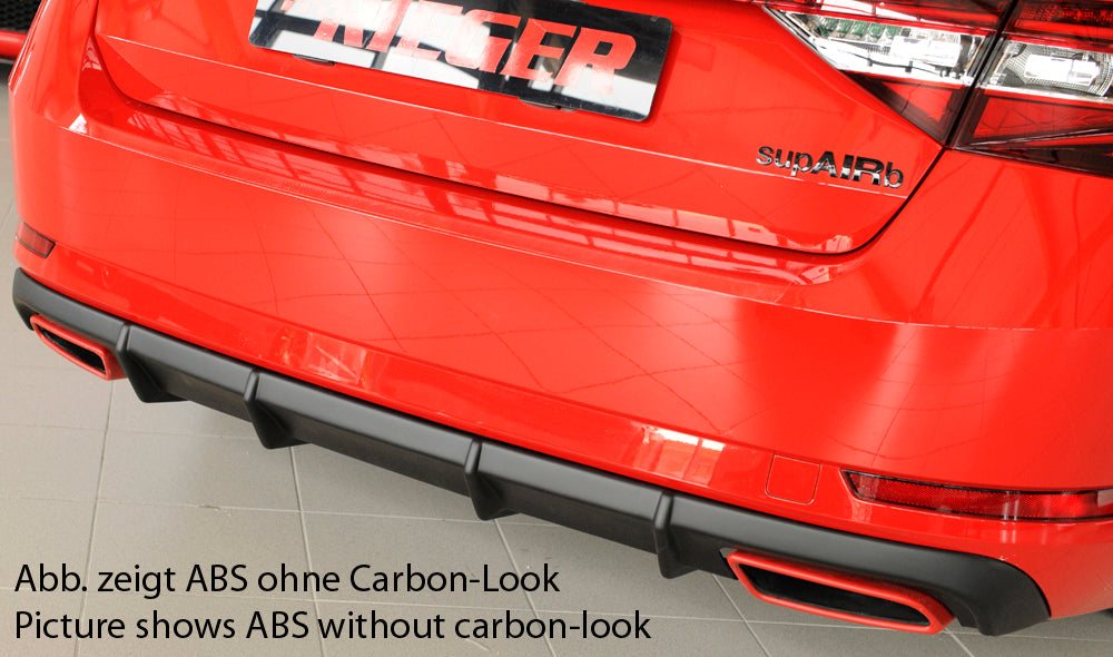 Rieger 00099362 Skoda 3T 3V Superb III Rear Diffuser - RS4-Look - Carbon-Look