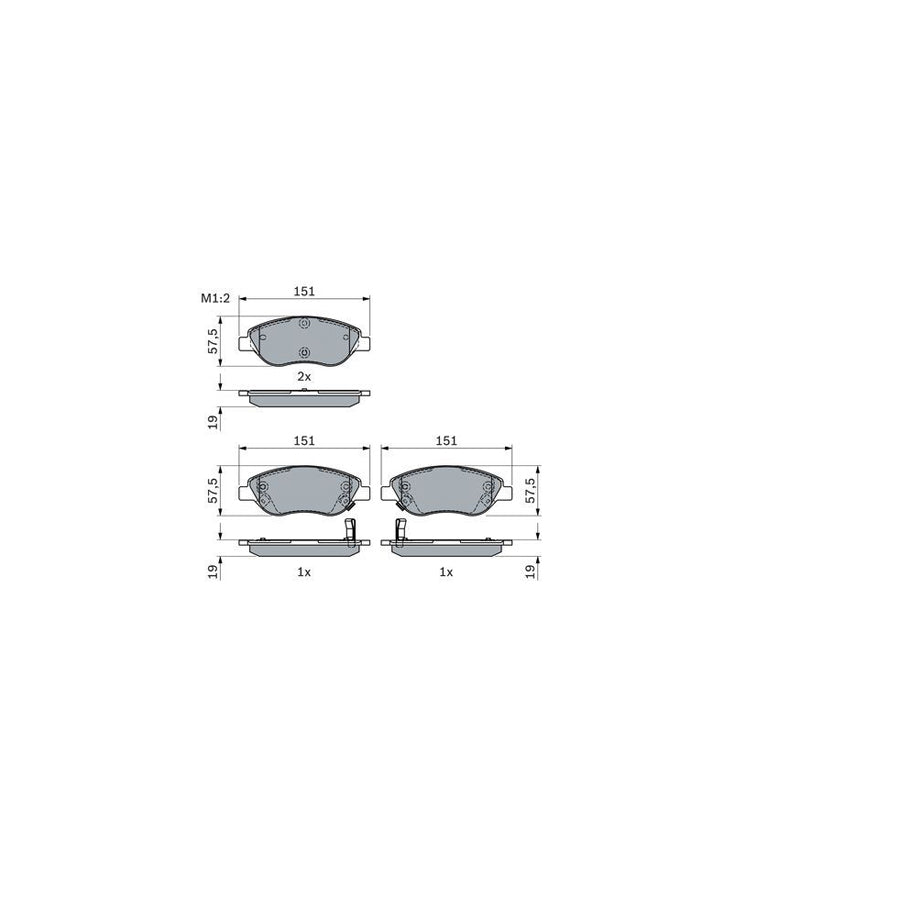 Bosch 0986424042 Brake Pad Set For Fiat Tipo BP2302