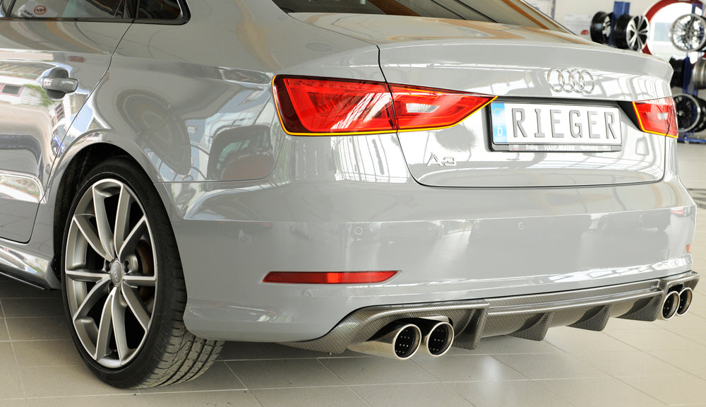 Rieger 00099368 Audi 8V A3 Rear Diffuser for Twin Tailpipe Left & Right - Carbon-Look