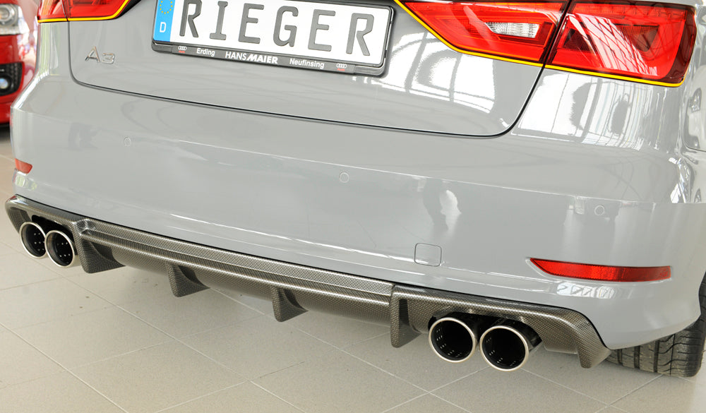 Rieger 00099368 Audi 8V A3 Rear Diffuser for Twin Tailpipe Left & Right - Carbon-Look