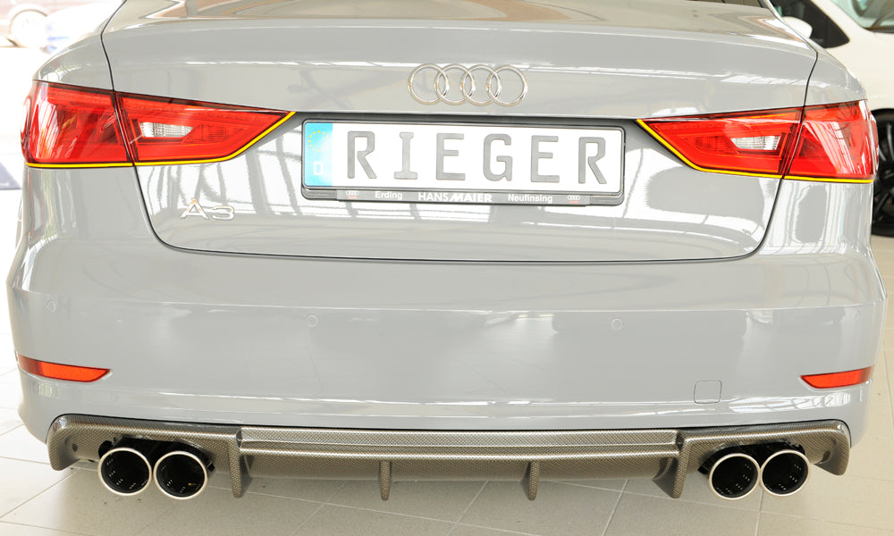 Rieger 00099368 Audi 8V A3 Rear Diffuser for Twin Tailpipe Left & Right - Carbon-Look