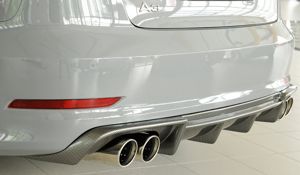 Rieger 00099368 Audi 8V A3 Rear Diffuser for Twin Tailpipe Left & Right - Carbon-Look