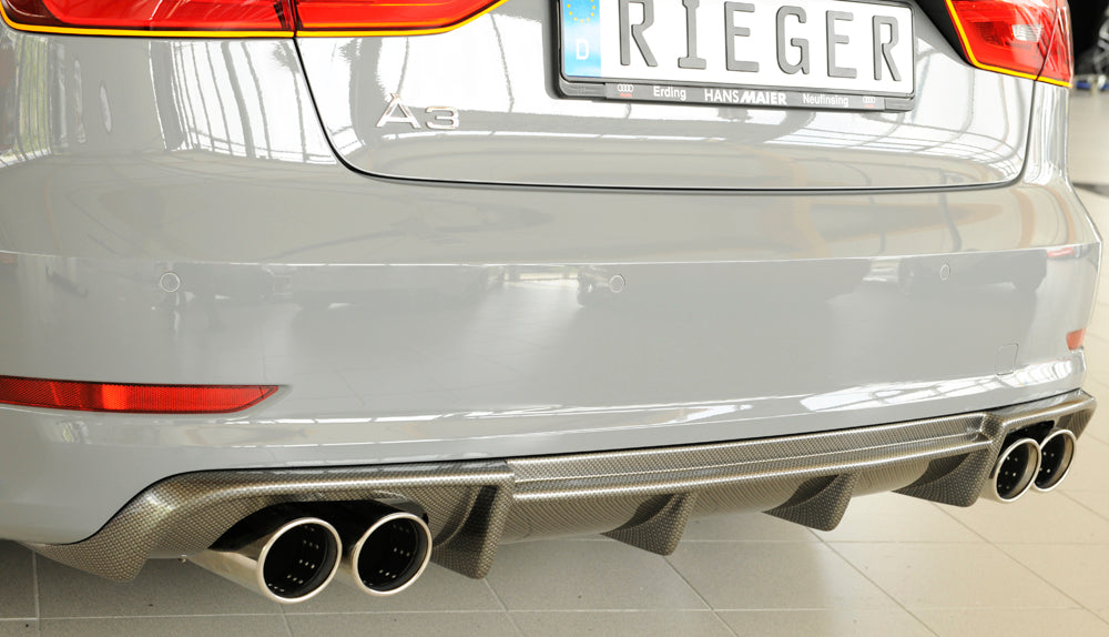 Rieger 00099368 Audi 8V A3 Rear Diffuser for Twin Tailpipe Left & Right - Carbon-Look