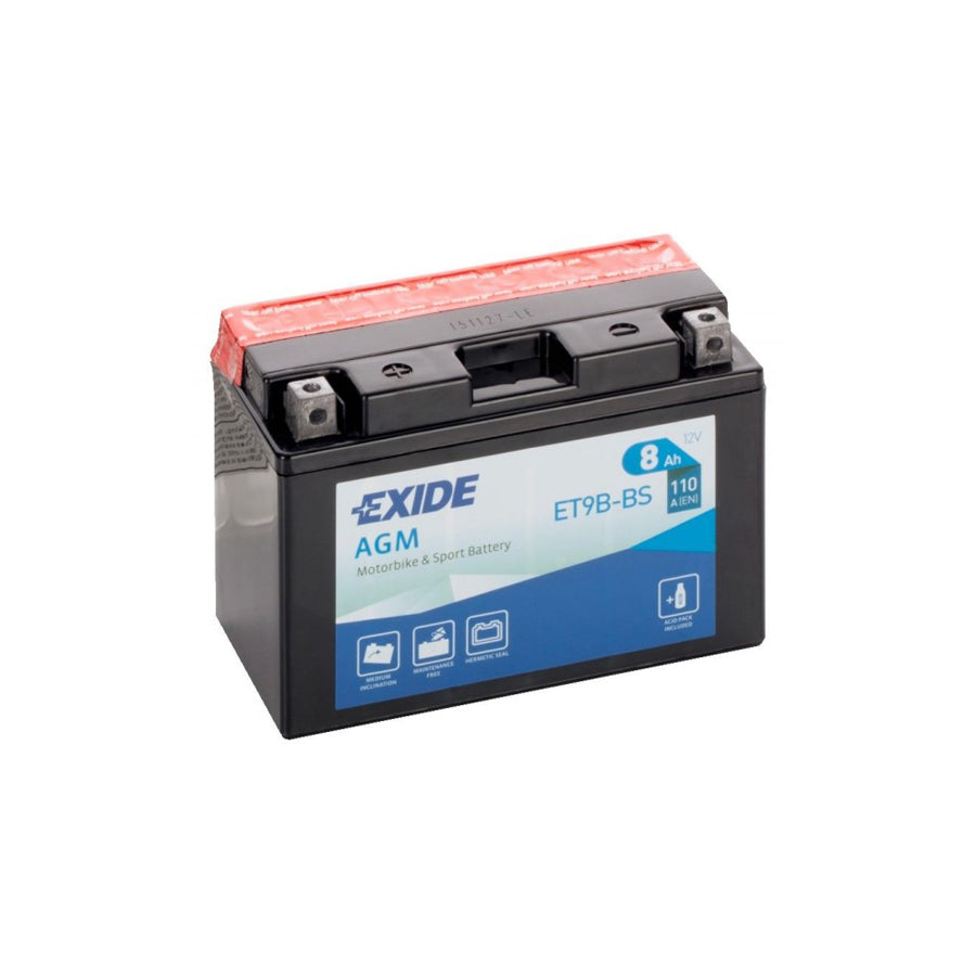 Exide ET9BBS Motorcycle Battery 12V 8AH 110A | Duco Car Parts UK Car Parts