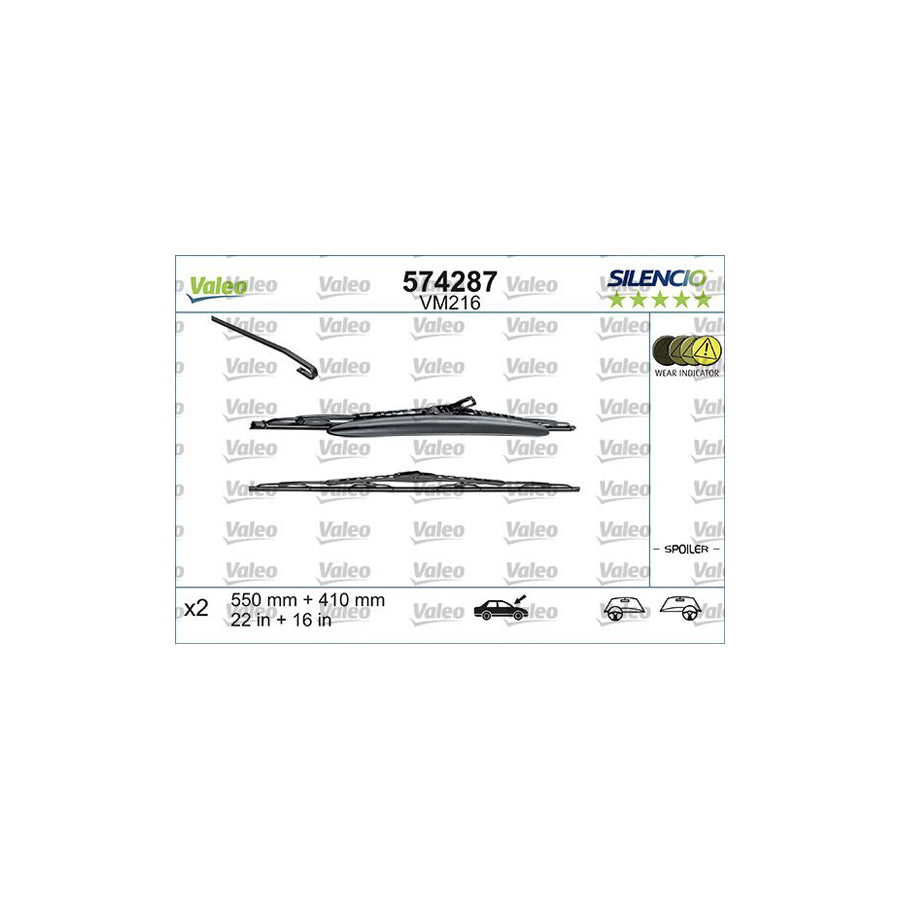 Valeo Silencio, Silencio Conventional Set 574287 Wiper Blade For Alfa Romeo 147 (937) | Duco Car Parts UK Car Parts
