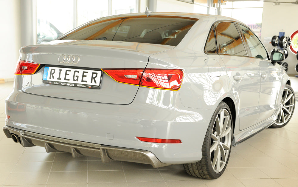 Rieger 00099367 Audi 8V A3 Rear Diffuser for Twin Tailpipe Left - Carbon-Look