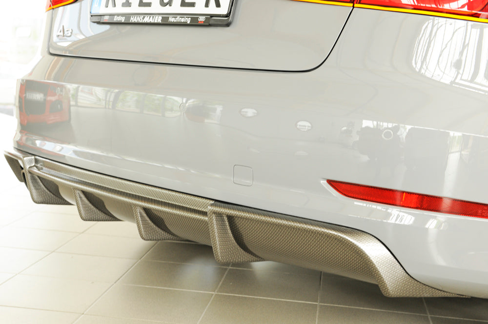 Rieger 00099367 Audi 8V A3 Rear Diffuser for Twin Tailpipe Left - Carbon-Look