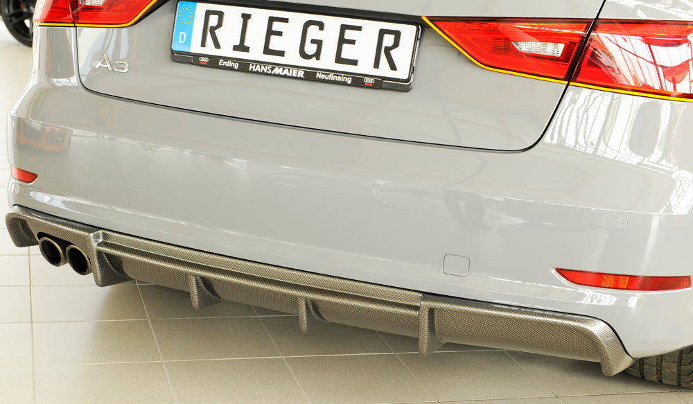 Rieger 00099367 Audi 8V A3 Rear Diffuser for Twin Tailpipe Left - Carbon-Look