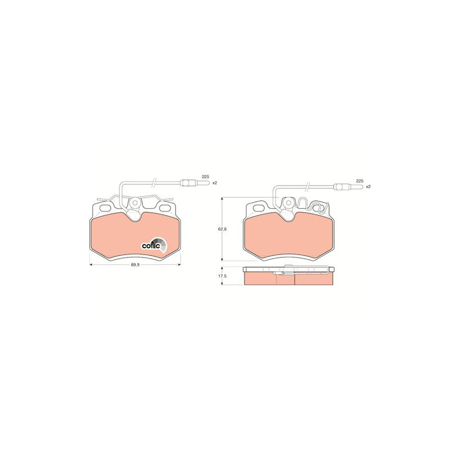 TRW Cotec Gdb446 Brake Pad Set Incl Wear Warning Contact