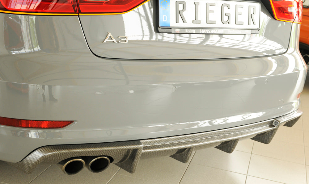 Rieger 00099367 Audi 8V A3 Rear Diffuser for Twin Tailpipe Left - Carbon-Look