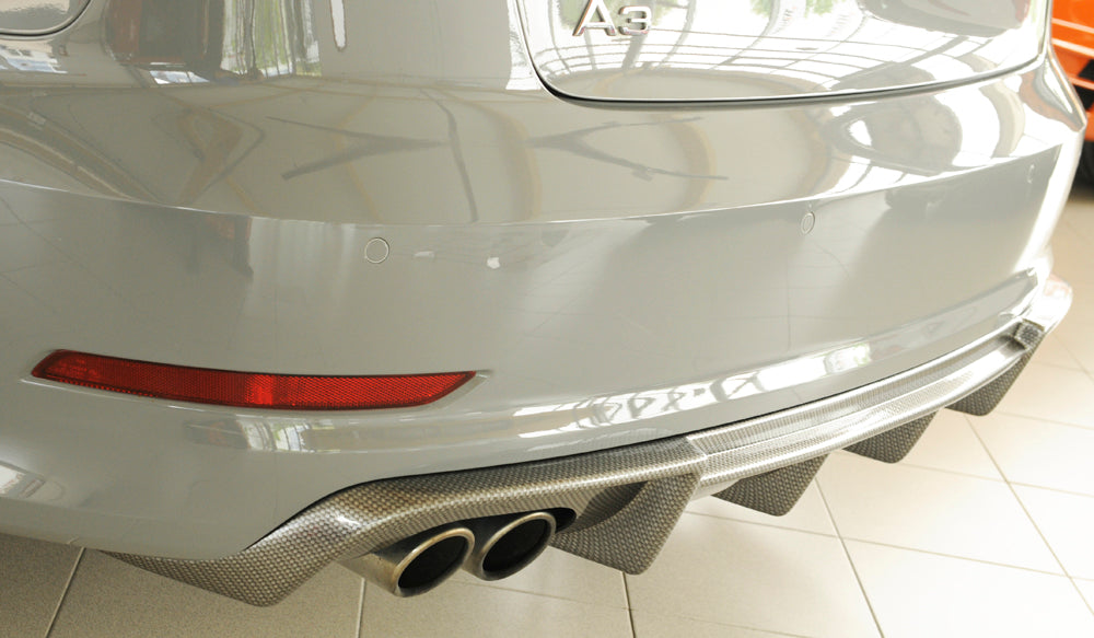 Rieger 00099367 Audi 8V A3 Rear Diffuser for Twin Tailpipe Left - Carbon-Look