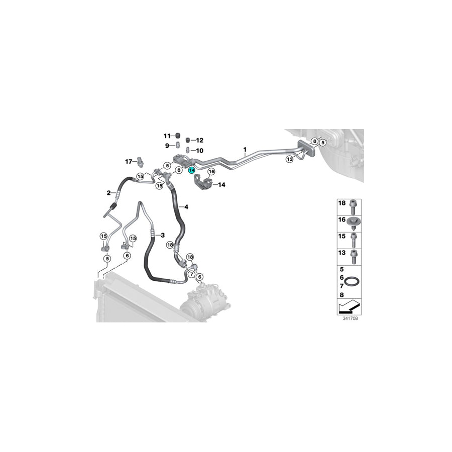 Genuine BMW 64506833627 F15 Suction Pipe Evaporator-Compressor R134A/R1234YF (Inc. X5 50iX, X6 50iX 4.4 & X6 M) | Duco Car Parts UK Car Parts
