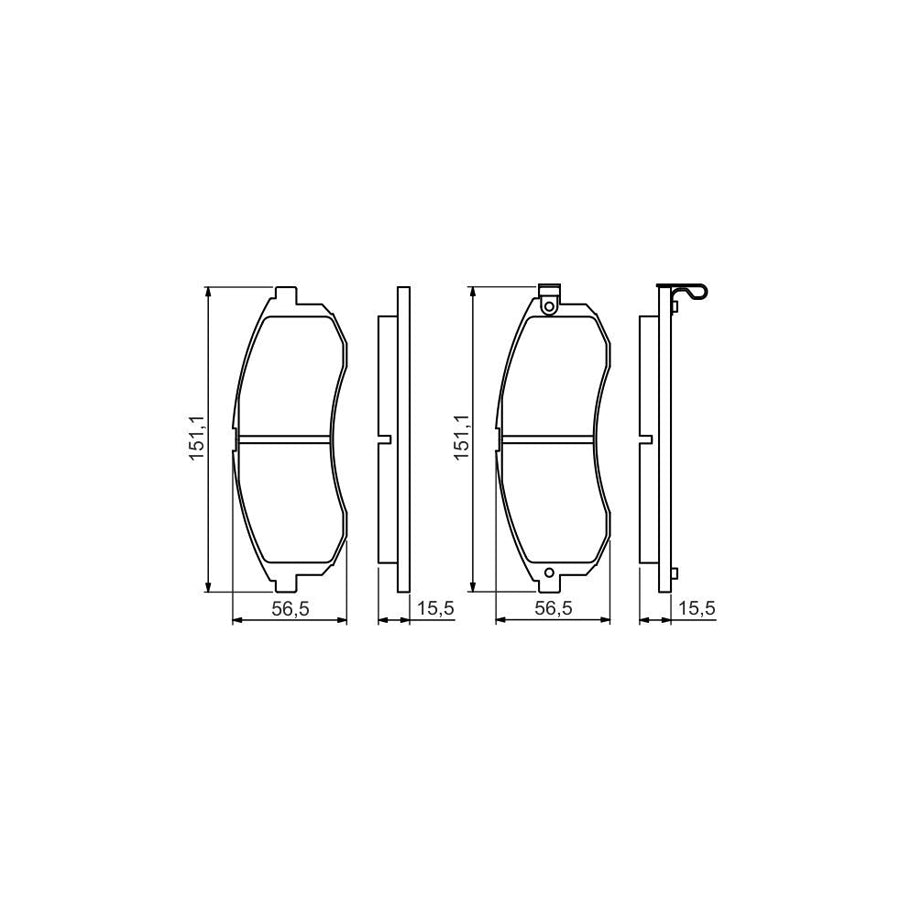 Bosch 0986494362 Brake Pad Set For Mitsubishi L200 Iii Pickup K6 With Acoustic Wear Warning BP1270
