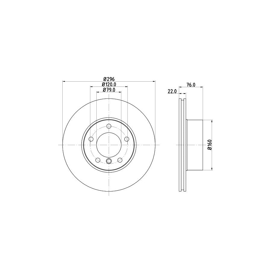 HELLA PRO 8DD 355 104 591 Brake Disc for BMW 5 Series Internally Vented Coated without wheel hub without wheel studs