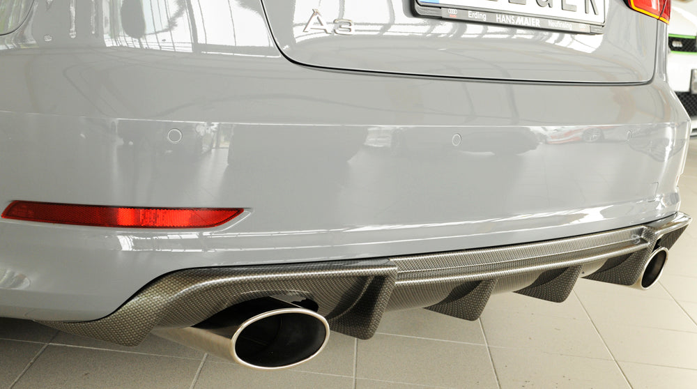 Rieger 00099369 Audi 8V Rear Diffuser for Sport Tailpipe Left & Right (A3 & S3) - Carbon-Look