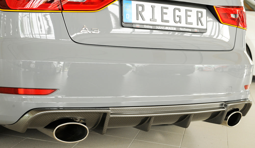Rieger 00099369 Audi 8V Rear Diffuser for Sport Tailpipe Left & Right (A3 & S3) - Carbon-Look