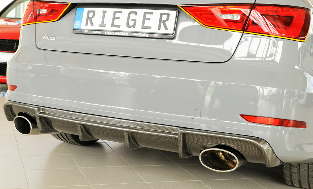Rieger 00099369 Audi 8V Rear Diffuser for Sport Tailpipe Left & Right (A3 & S3) - Carbon-Look