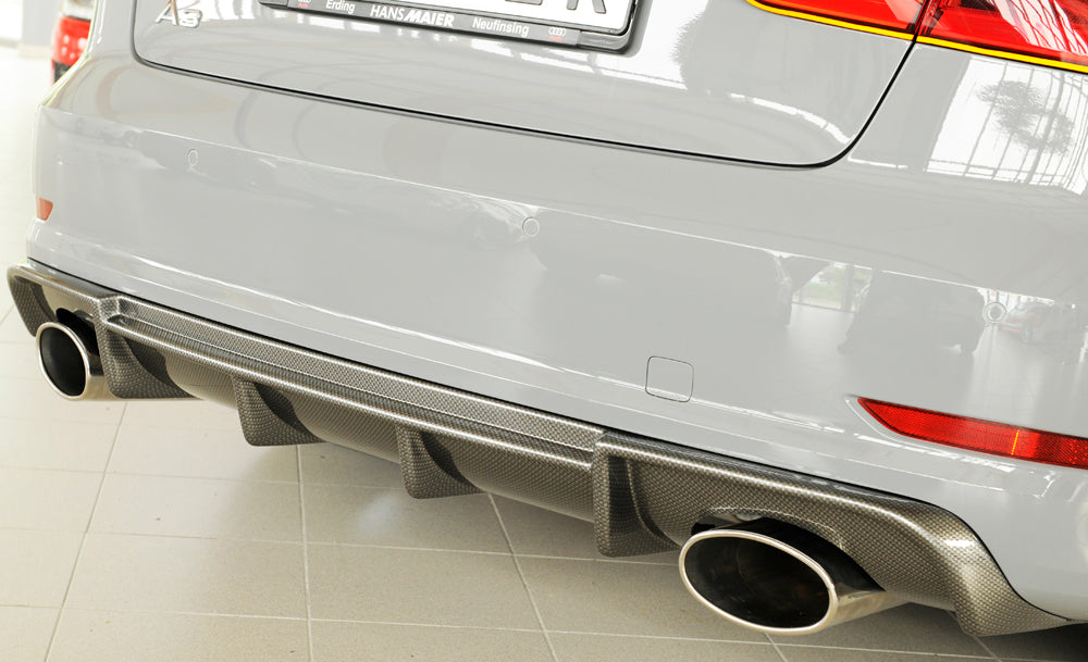 Rieger 00099369 Audi 8V Rear Diffuser for Sport Tailpipe Left & Right (A3 & S3) - Carbon-Look
