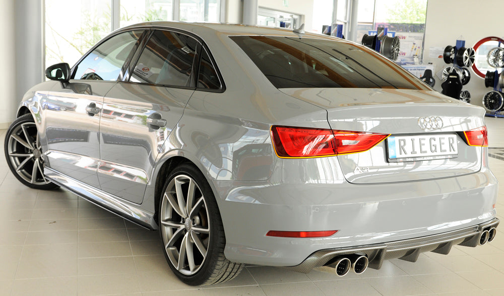 Rieger 00099368 Audi 8V A3 Rear Diffuser for Twin Tailpipe Left & Right - Carbon-Look