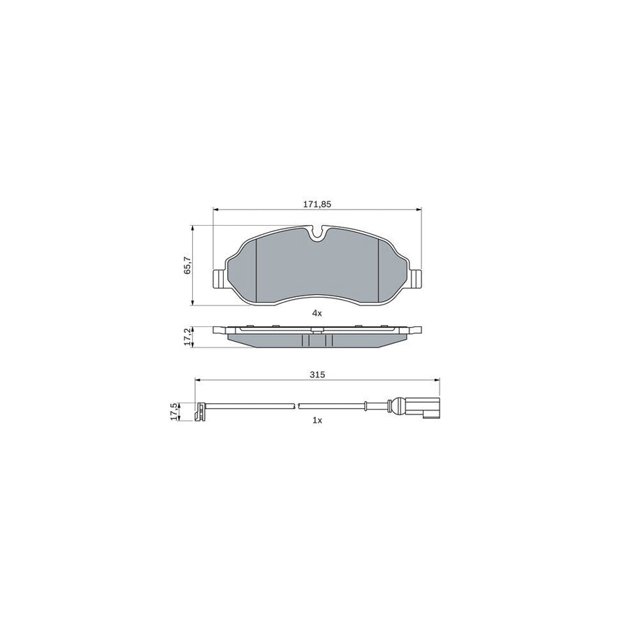 Bosch 0986424982 Brake Pad Set Incl Wear Warning Contact With Anti Squeak Plate With Mounting Manual BP2599