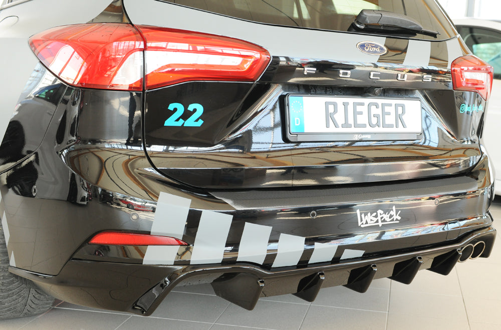 Rieger 00088240 Ford DEH Focus 4 Rear Diffuser for Original Twin Tailpipe RIght (Inc. Focus 4 ST) - Glossy Black
