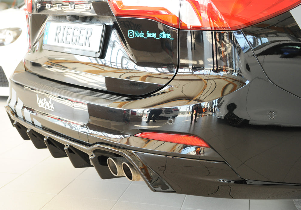 Rieger 00088240 Ford DEH Focus 4 Rear Diffuser for Original Twin Tailpipe RIght (Inc. Focus 4 ST) - Glossy Black