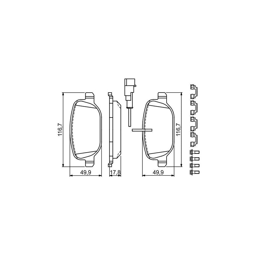 Bosch 0986494717 Brake Pad Set For Alfa Romeo 4C With Integrated Wear Sensor With Bolts Screws With Accessories With Spring BP1732